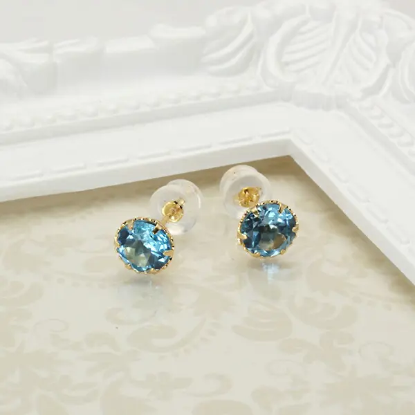 ブルートパーズ ピアス スタッドピアス ブルトパ k18 18k 18金